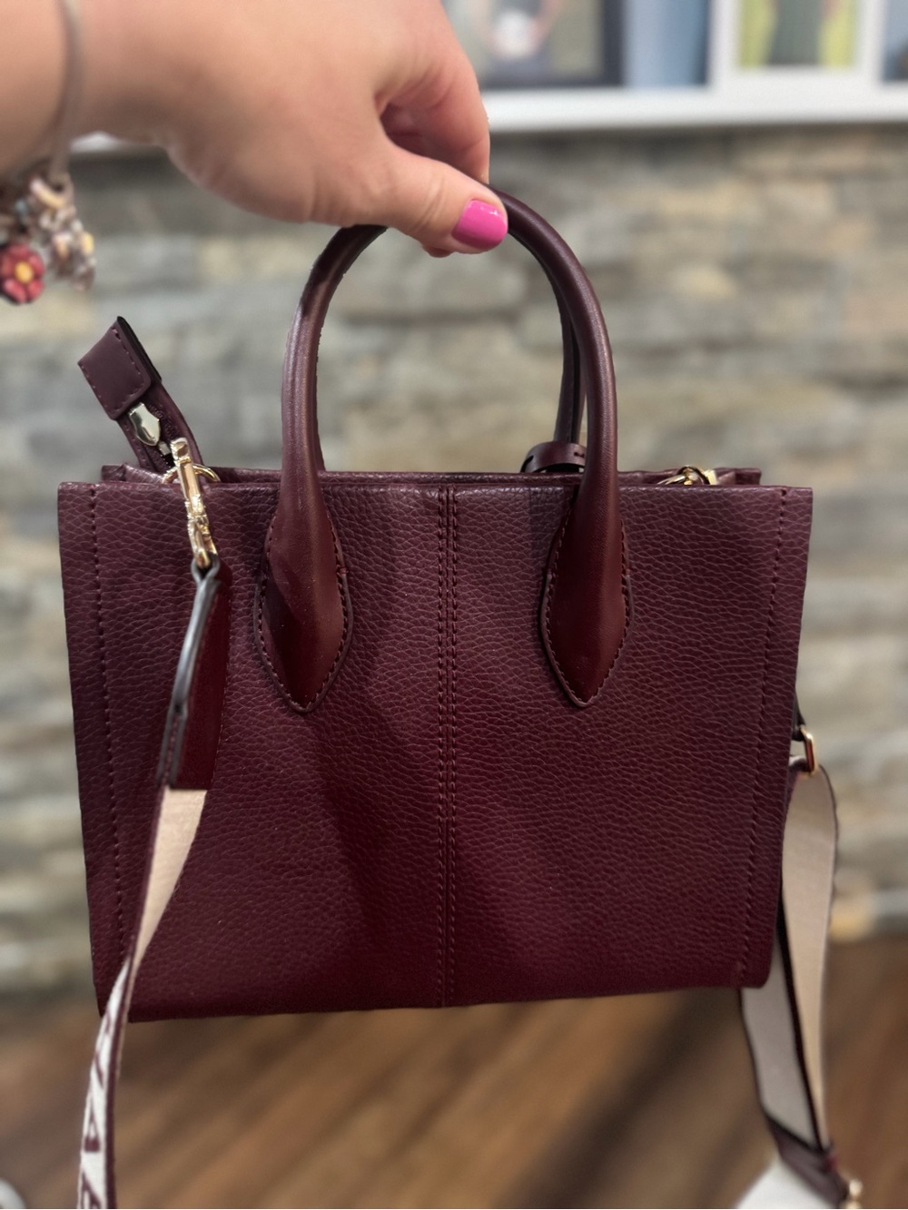 MICHAEL Michael Kors Burgundy Pebbled Leather Satchel